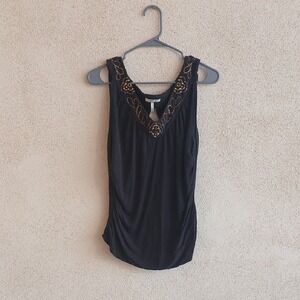 Make Offer!  Metro Black Embellished Fitted Tank Top